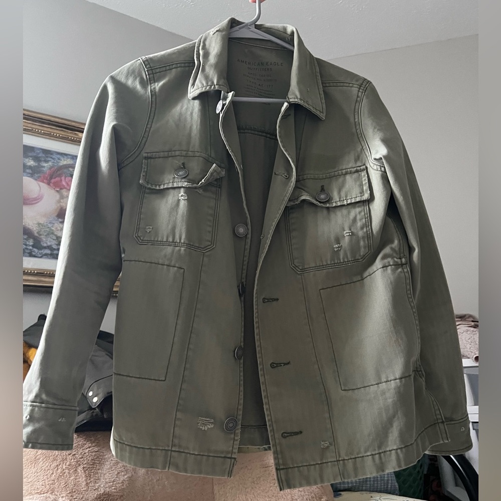 green jean jacket